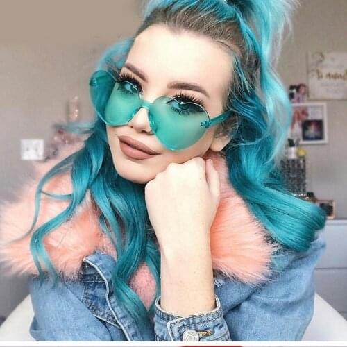 New Fashion Love Heart Sunglasses Women Brand Designer Cute Sexy Retro Cat Eye Rimless Sun Glasses Red Female Lunettes Gafas