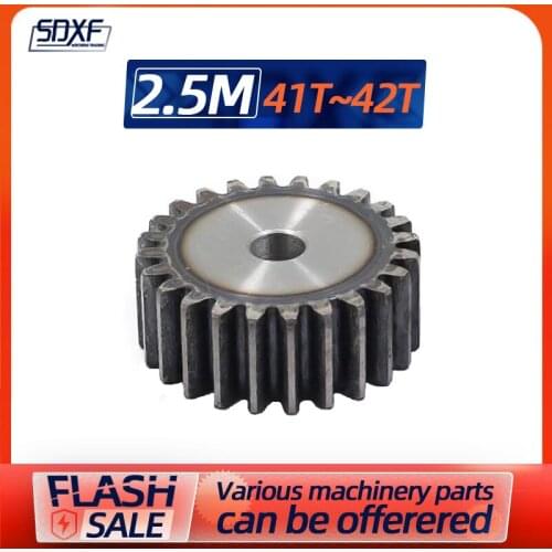 One piece of 2.5M, plane gear 45# steel, 41T/42T, machining holes need to be machined by yourself