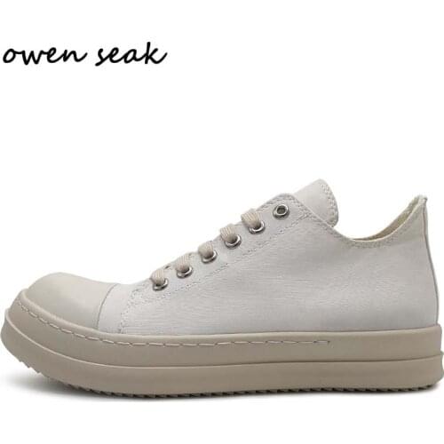 Owen Seak Men Casual Canvas Shoes Luxury Trainers Adult Lace Up Sneakers Women Loafers Spring Autumn Flats Black Shoes Big Size