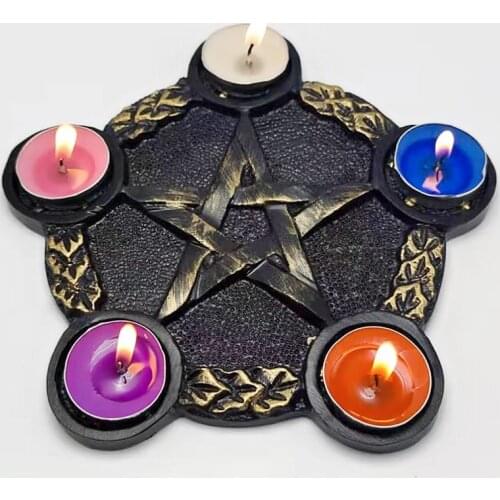 Pentagram candlestick silicone mold DIY production plaster resin model altar ceremonial decoration decoration tool
