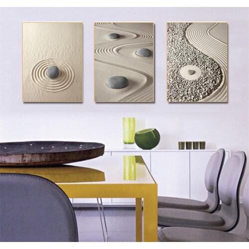 Sand Rock Meditation Zen Landscape Art Canvas Poster Painting Wall Picture And Print Office Home Bedroom Decoration Accessories