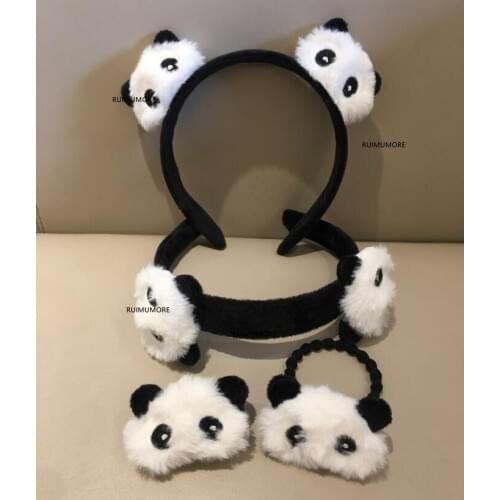 Cute 3Models 3CM Approx. panda Plush Stuffed Toy Doll ; Lady Girls gift hair tie , hairband plush Toy
