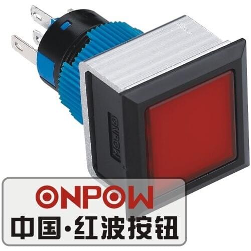 ONPOW 22mm Red, Green, Blue, Yellow LED illuminated Black case Square Plastic Signal lamp Indicator lights (LAS1-APF-D)