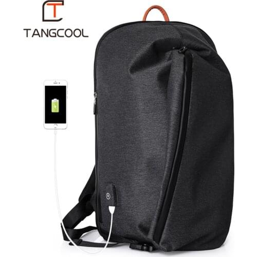 Tangcool Brand New Men Backpack for 15.6" Laptop Fashion Design Waterproof Unisex Women Travel School Luggage Bags USB Charging