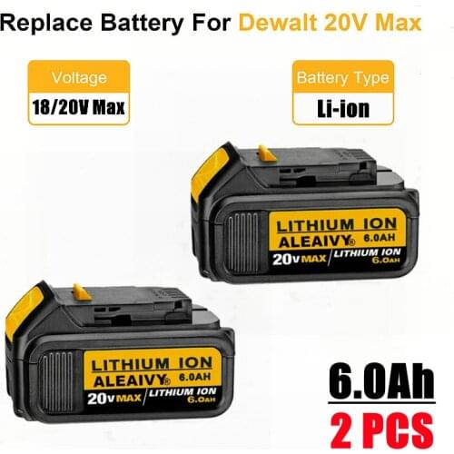 DCB200 20V Max XR 6.0Ah lithium replacement battery for DeWalt 18V DCB184 DCB200 DCB182 DCB180 DCB181 DCB182 DCB201 DCB206 L50