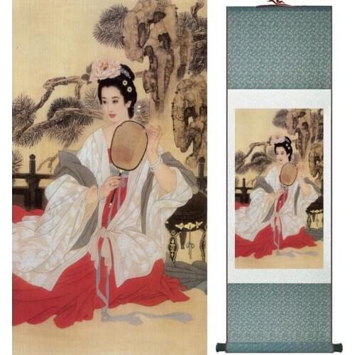 Traditional Chinese pretty girls painting Home Office Decoration beautifull women painting040707