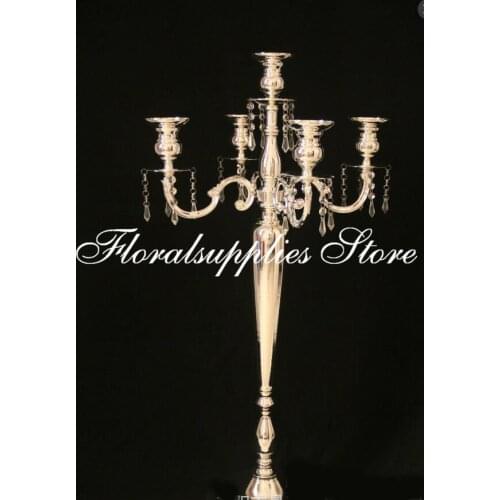 Gold Candelabra 5-Arms Metal Candle Holder 75cm Tall For Wedding Decorations Table Centerpiece Home Party Decor