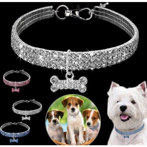 1Pcs Fashion Dog Cat Jewelry Rhinestone Collar Pet Crystal Diamond Elasticity Necklace Comfortable Pet Accessories
