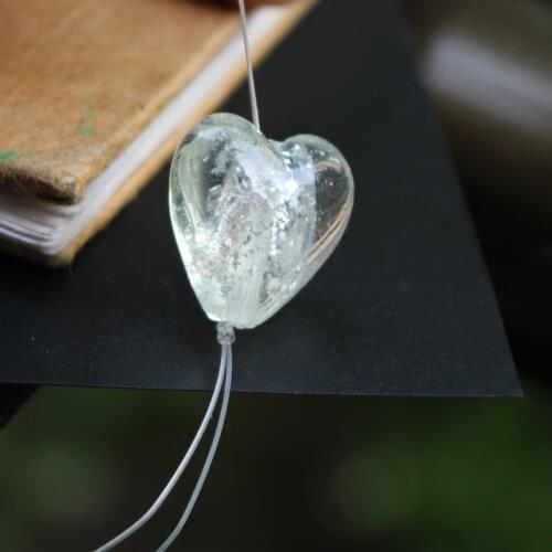 10Pcs 20mm Handmade Lampwork glass beads Heart Shape Clear Color with Shinning pieces for jewelry Bracelet Necklace Craft DIY