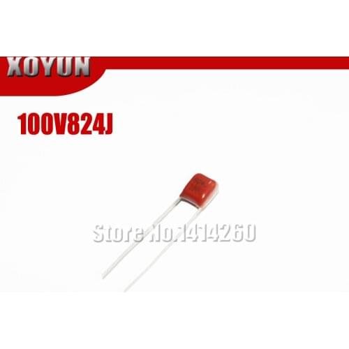 10pcs/lot CBB 100V824J 100V820NF 100V0.82UF Pitch 5MM 824J 100V CBB Polypropylene film capacitor