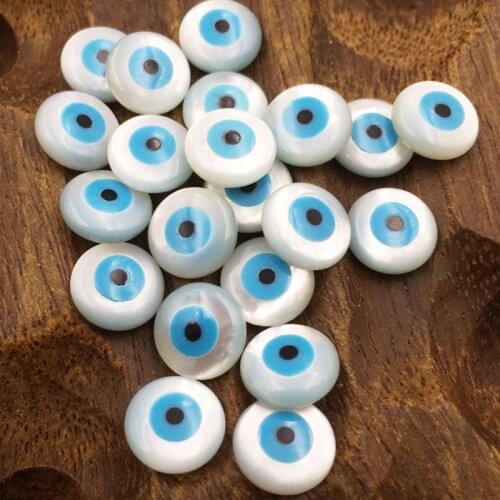 10Pcs/Pack 6/8/10/12mm Evil Eye Natural Shell Beads Accessories Jewelry Findings Pearl Bay Eyes Beads For Charm Jewelry Making