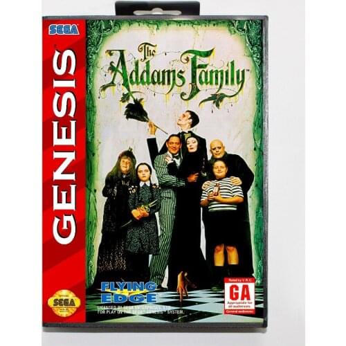 16 bit Sega MD game Cartridge with Retail box - Addams Family game card for Megadrive Genesis system