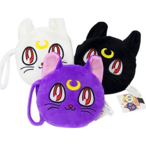 25*24cm Cartoon Sailor Moon Plush Luna Cat Messenger Bag kawaii Soft Pendant Coin Purse Plush wallets Girls Birthday Gift