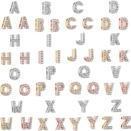 3Pcs/Lot 26 English Letters Charm Slide Beads Fits 10mm Stainless Steel Mesh Bracelets For Women Fashion Jewelry Gift Making
