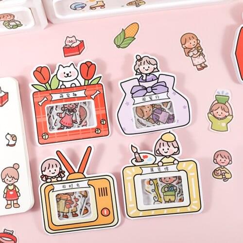 40pcs/bag Cute Flower Character Stickers Kawaii Stationery sticker Scrapbooking Diary Deco Abum DIY Stickers School Supplies