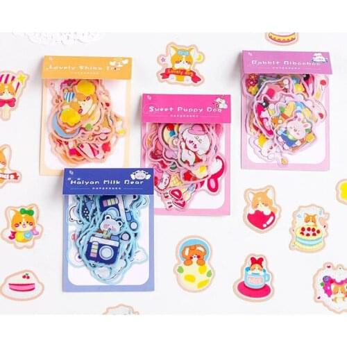 40 pcs/Pack Candy Color Cartoon Bear Rabbit Bullet Decorative Stickers DIY Decorative Stickers