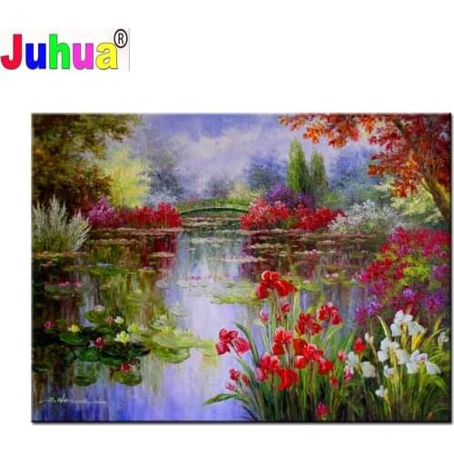 5d diy diamond painting"Claude Monet"cross stitch mosaic embroidery Full round square diamond Mosaic Water lotus Home Decor
