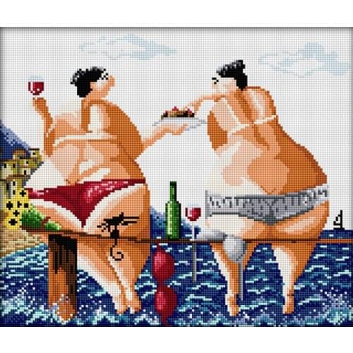 5D Diy Diamond Embroidery Fat Lady Diamond Painting Cross Stitch Full Square Drill Rhinestone Mosaic Decoration Cartoon Girl