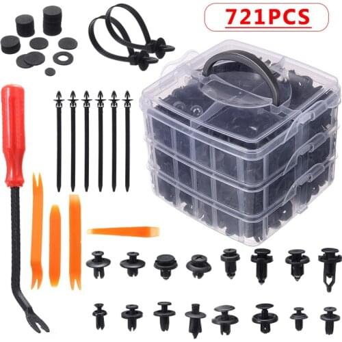 721pcs Mixed Car Body Push Retainer Clip Pin Rivet Bumper Door Trim Panel Retainer Fastener Kit Car Accessories