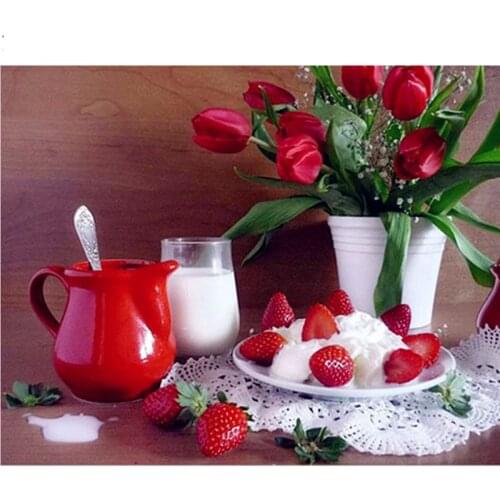 Diamond Embroidery 3D Diamond Painting DIY Diamond Mosaic Painting Rhinestones Cup Red Rose Strawberry Wall Sticker