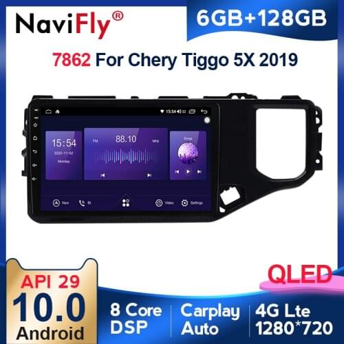 NaviFly 7862 QLED 1280*720 6GB+128GB Android 10 Car Radio Multimedia Player Navigation GPS For Chery Tiggo 4X 5X 2019 2020