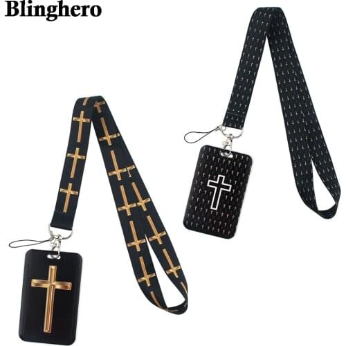 CB394 Cross Cartoon Lanyard Card ID Holder Car KeyChain ID Card Passport Gym Mobile Badge Key Ring Holder Jewelry