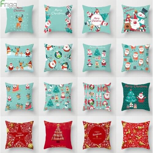 Blue Christmas Cushion Cover Merry Christmas Decorations For Home Xmas Decor Cristmas Ornament Noel Navidad Happy New Year Kerst