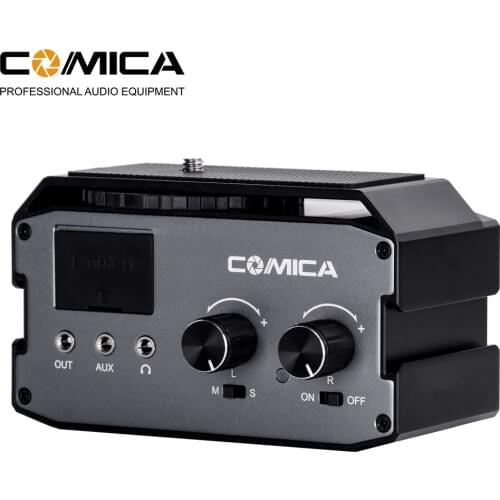 Comica CVM-AX3 XLR Audio Mixer Adapter Preamplifier Dual XLR/3.5mm/6.35mm Port Mixer for Canon/Nikon/Sony DSLR Camera&Camcorders