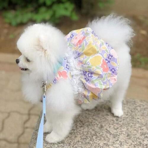 Colorful Floral Yarn Hem Bubble Skirt For Pet Cats Skirt Summer Dog Clothes Teddy Schnauzer Pet Dog Cat Slip Dress Puppy Dresses