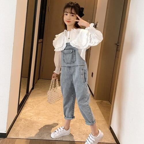 Spring Autumn Baby Girl Clothes Children Casual Jacket demin overall 2Pcs/set Toddler Cotton Kids Tracksuits 8 10 12 YEARS