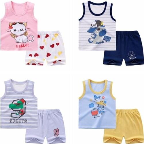 Children Summer Sets Baby Boys Clothes Sports Sleeveless Suits Baby Girls Vest+shorts 2pcs Kids Clothing Wear 2021