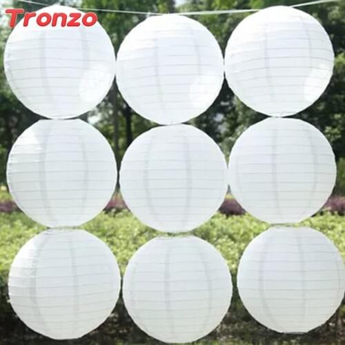 Tronzo Chinese Paper Lantern Wedding Engagement Decorations White DIY Lantern Children Painting Lampshade For Birthday Party