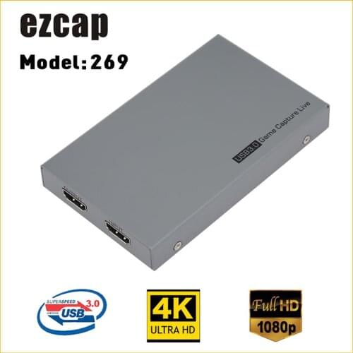 Ezcap269 1080P HD Video Game Capture Box for Live Video Support 4K Video Input and Output MIC Input Gamepad Audio Input