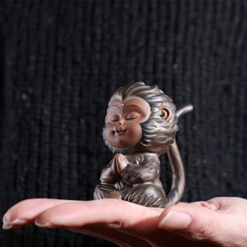 Creative Monkey King Ceramic Tea Pet Ornaments Can Raise Lucky Tea To Play with Coffee Table Accessories Tea Pet Zen Decoration