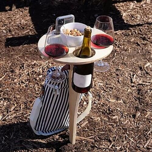 MLGB Wooden Outdoor Folding Picnic-Table New Portable Mini Wooden Picnic Table Outdoor Picnic Wine Glass Holder