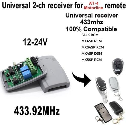 Motorline MX4SP DSM RCM Alutech AN-Motors AT-4 433MHz Remote Control Receiver 2 CH 433.92 MHz For Gate Control Garage Command