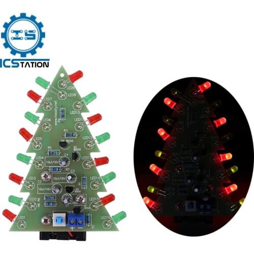 Christmas Tree DIY Kits Red Green LED Light Flashing LED Circuit Xmas Gift Electronics Components Welding Training Practice
