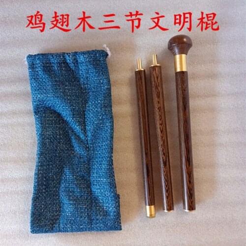 Genuine natural Chicken wing wooden walking stick three-section removable walking stick alpine Copper round head mahogany