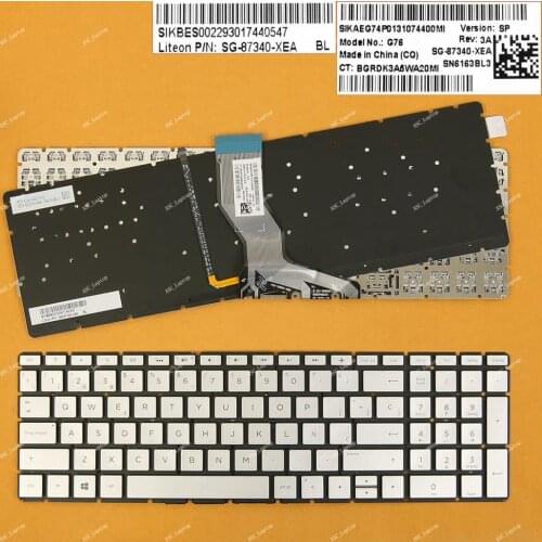 New Spanish Teclado Keyboard For HP home 17-ak000 17-bs000 17g-br000 17q-bu000 17-ar000 17t-bs000 Laptop Silver BACKLIT
