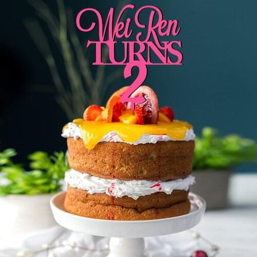 Personalised Turns Two Cake Topper 2nd Birthdays Cake Topper Cake Decoration Cake Decorating Personalised Cake Toppers