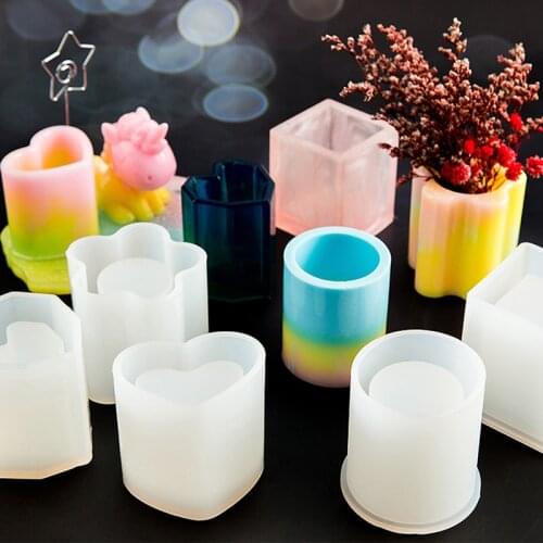 Silicone Mold Epoxy Resin DIY Pen Container Organizer Square Round Storage Holder Silica Molds Crafts Jewelry Making Charms
