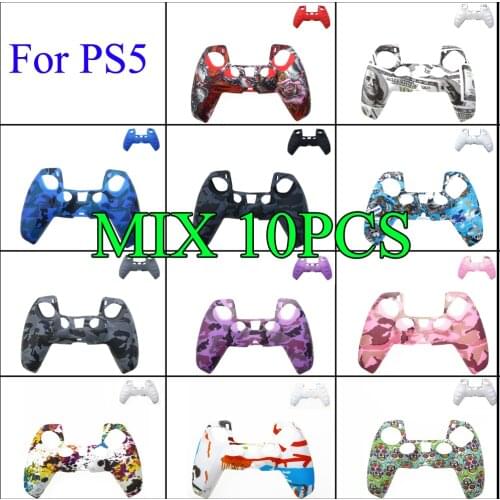 For PS5 Silicone Controller Protective Shell Camouflage Watercolor Case Protective Cover for PlayStation 5 Game Controller