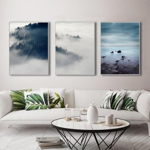 Nordic Decoration Forest Landscape Wall Art Canvas Painting Fog Posters and prints Decorative Picture for Living Room Home Decor