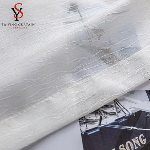 Japan Style White Striped Tulle Window Curtains for Bedroom Solid Sheer Voile Curtain For Living Room The Kithcen Drapes Blinds