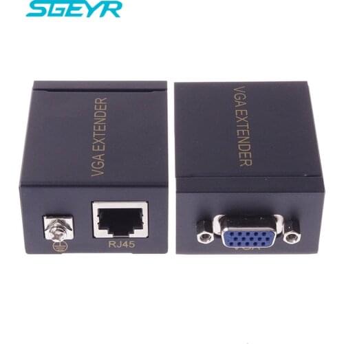 60m VGA Extender 1x1 Splitter RJ45/cat5e/6 ethernet cable 1080P Ethernet Adapter Amplifier support monitor projectorHDTV PC VE60