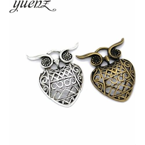 YuenZ 3pcs Antique Silver color Owl Charms Necklace Findings Metal Jewelry Earrings Jewelry Making 36*31mm D151