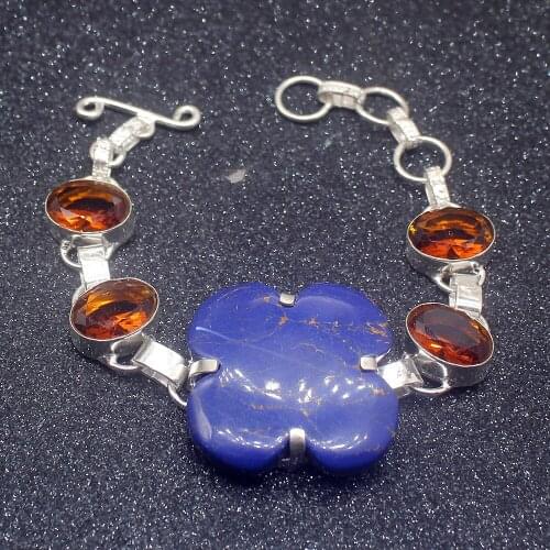 Wonderful New Blue Sea Sediment Hot Silver Color Charms Bracelets For Women 7.25 inch HD582