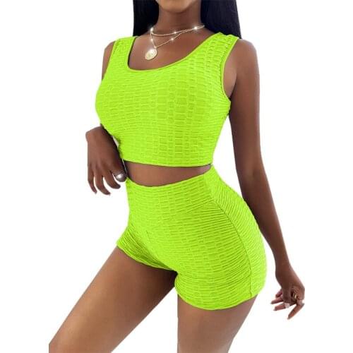 Womens New Summer Sleeveless Close-fitting and Comfortable Design Shorts Sleeveless Suit Sexy All-match Round Neck Leisure