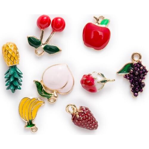 1 Piece Zinc alloy Enamel Charms 3D Fruit Pendants Jewelry Making Fit Necklace Bracelet Earrings For Women DIY 15-21mm