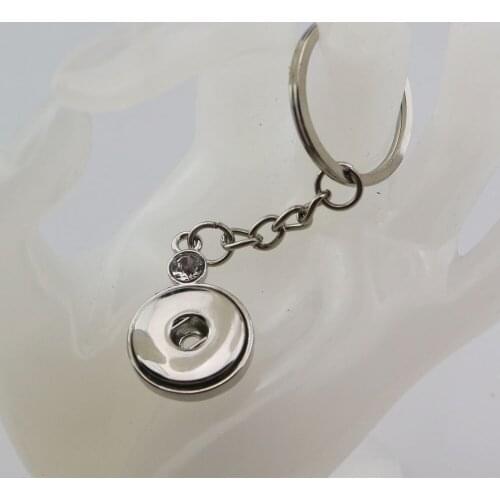 1pcs Fashion Women Metal Ginger Snap Button Keyring With Clear Rhinestone Simple 18mm Metal Button Charm Snap Key Chains